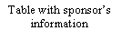 Text Box: Table with sponsors information